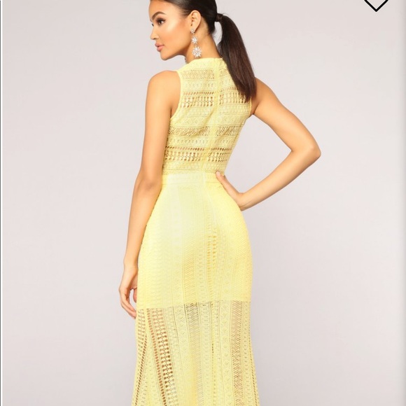 Novalee Flower Crochet Maxi Dress - Yellow